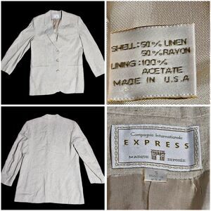 Vtg Blazer Jacket Womens Sz S Express Compagnie Internationale 80s Retro USA